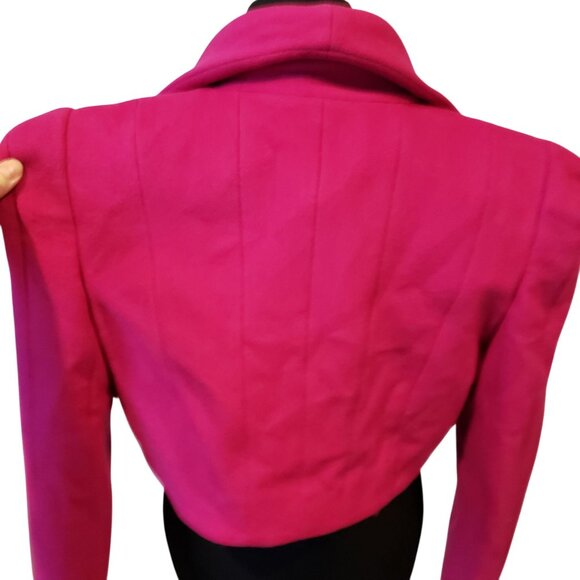 Sergio Hudson Pink Cropped Coat Wool Cashmere Jacket - Picture 13 of 15